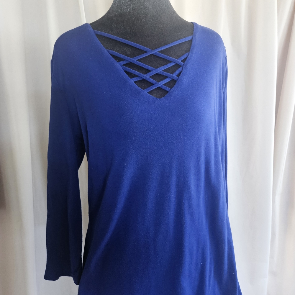 INC International Concepts Royal Blue Long Sleeve Top